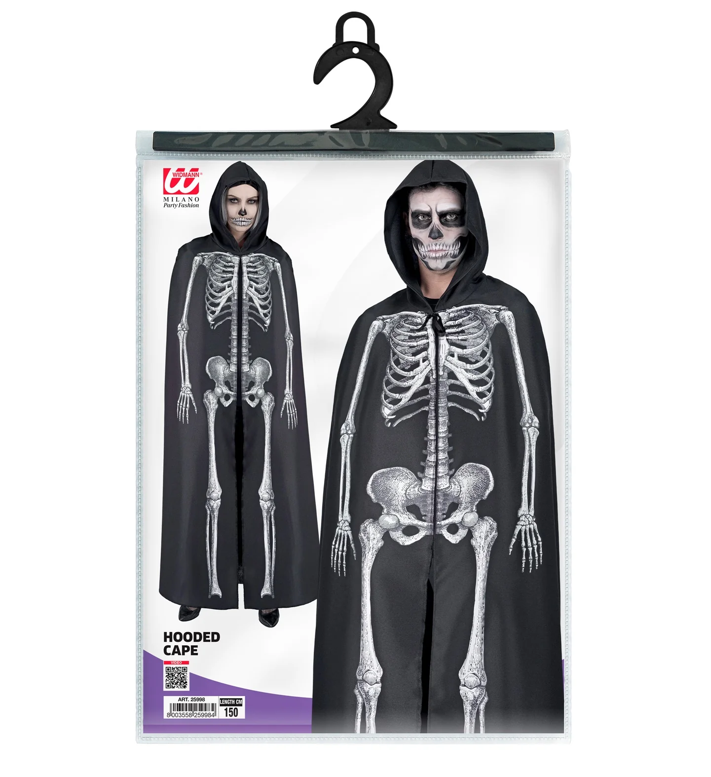 Skeleton cape met capuchon zwart - Image 5