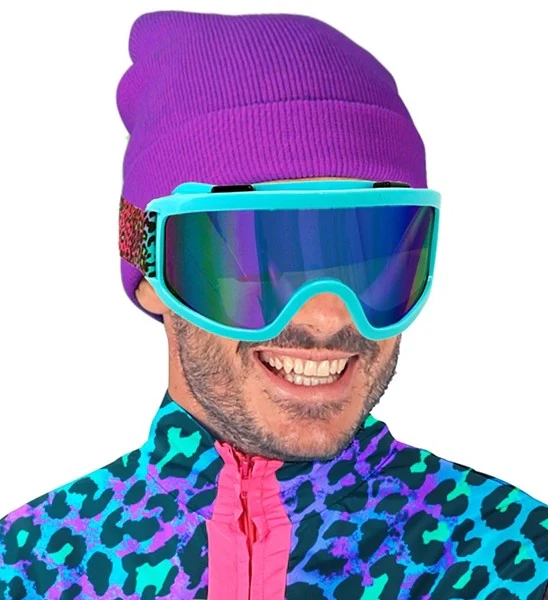 Ski-bril 80's blauw regenboog luipaardprint Pim - Image 3
