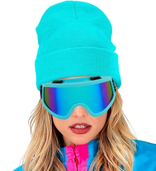 Ski-bril 80's blauw regenboog luipaardprint Pim - Image 4