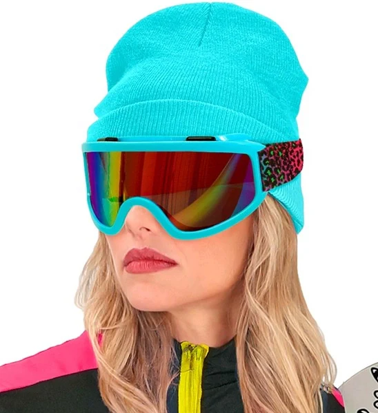 Ski-bril 80's blauw regenboog luipaardprint Pim - Image 5
