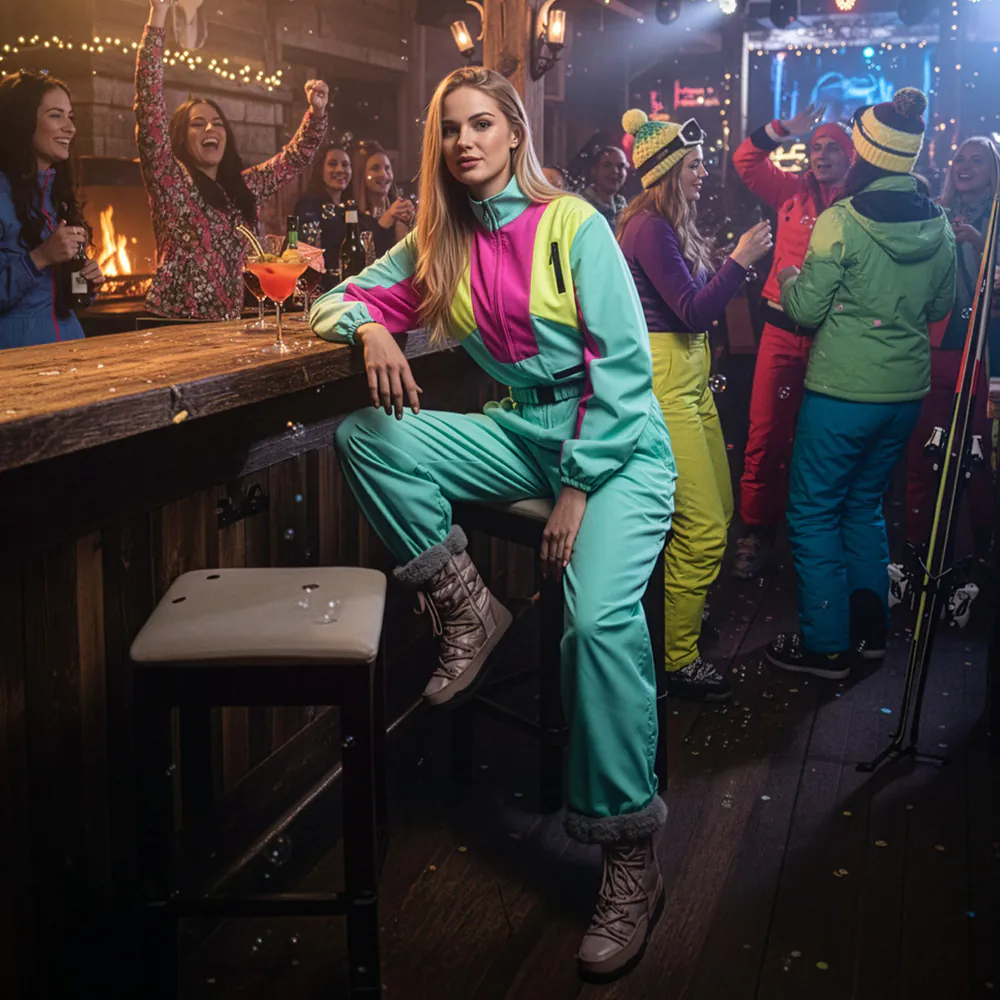 Skipak Snow Blizzard Babe - Groen Retro Skipak Dames | Jaren 80 Foute Kleding - Image 4