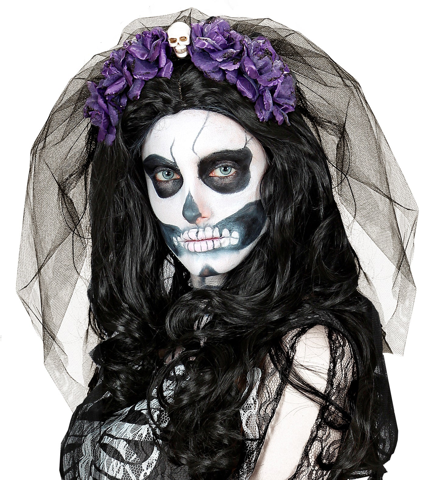 Sluier met paarse rozen voor Halloween - Image 2
