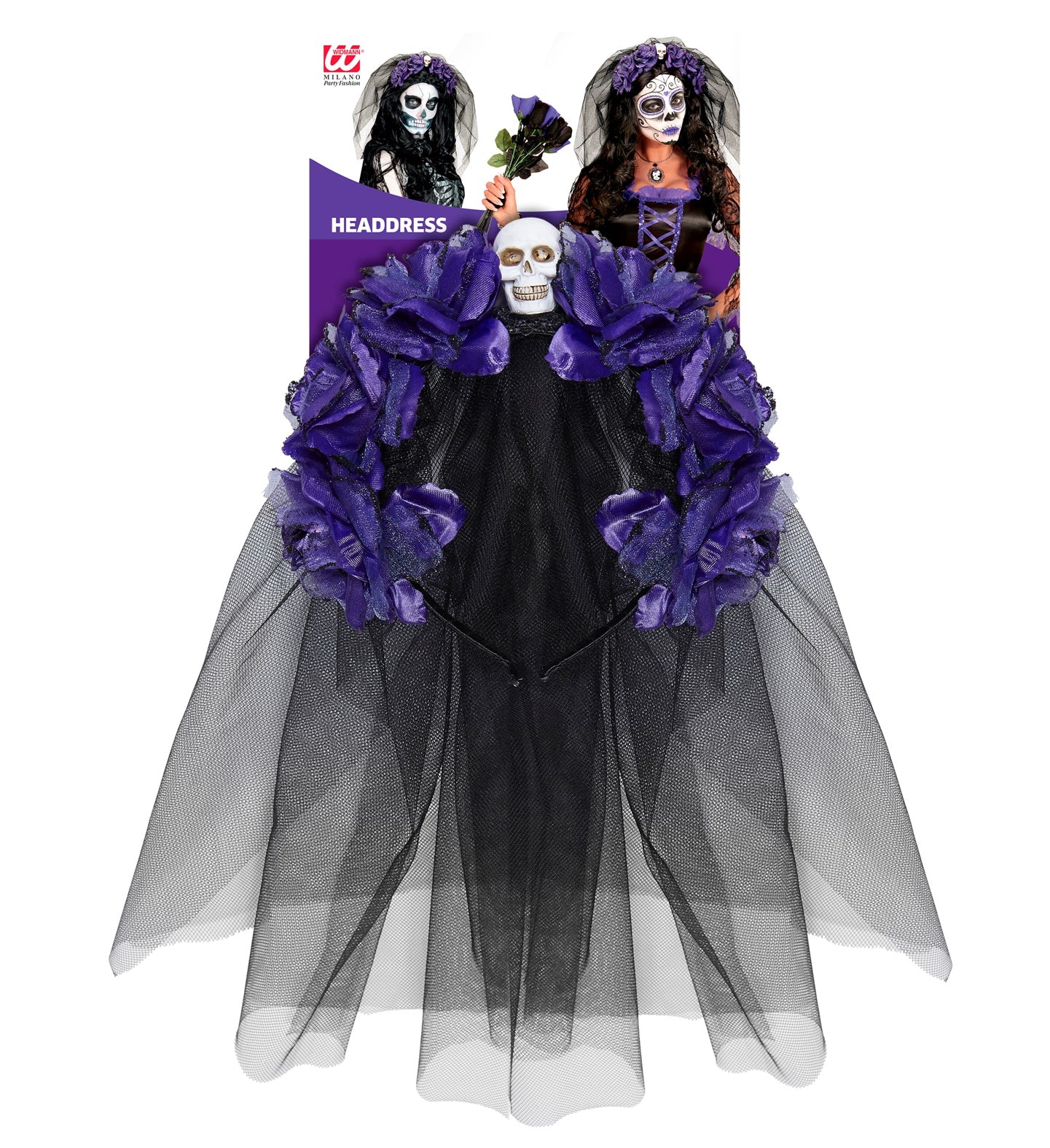 Sluier met paarse rozen voor Halloween - Image 4