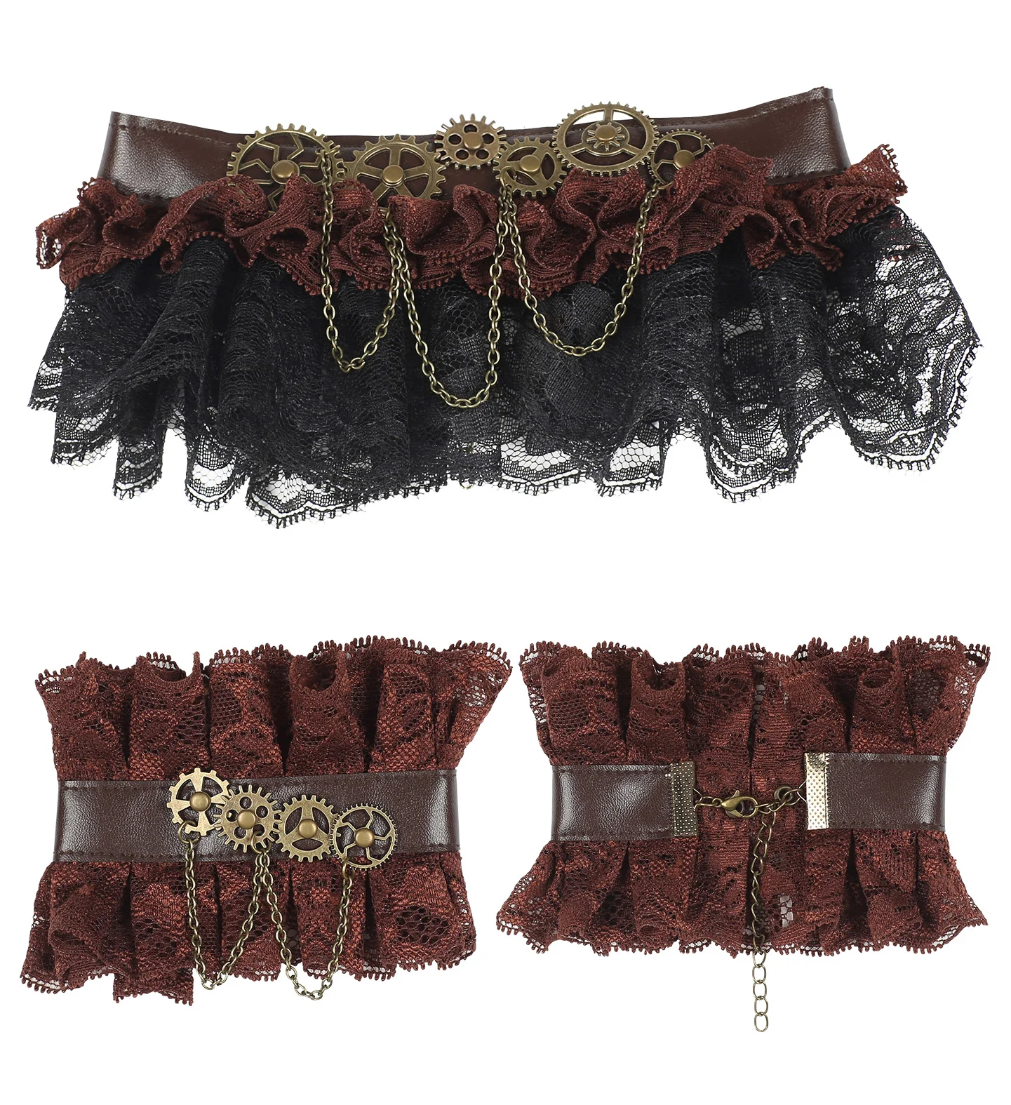Steampunk choker en manchetten