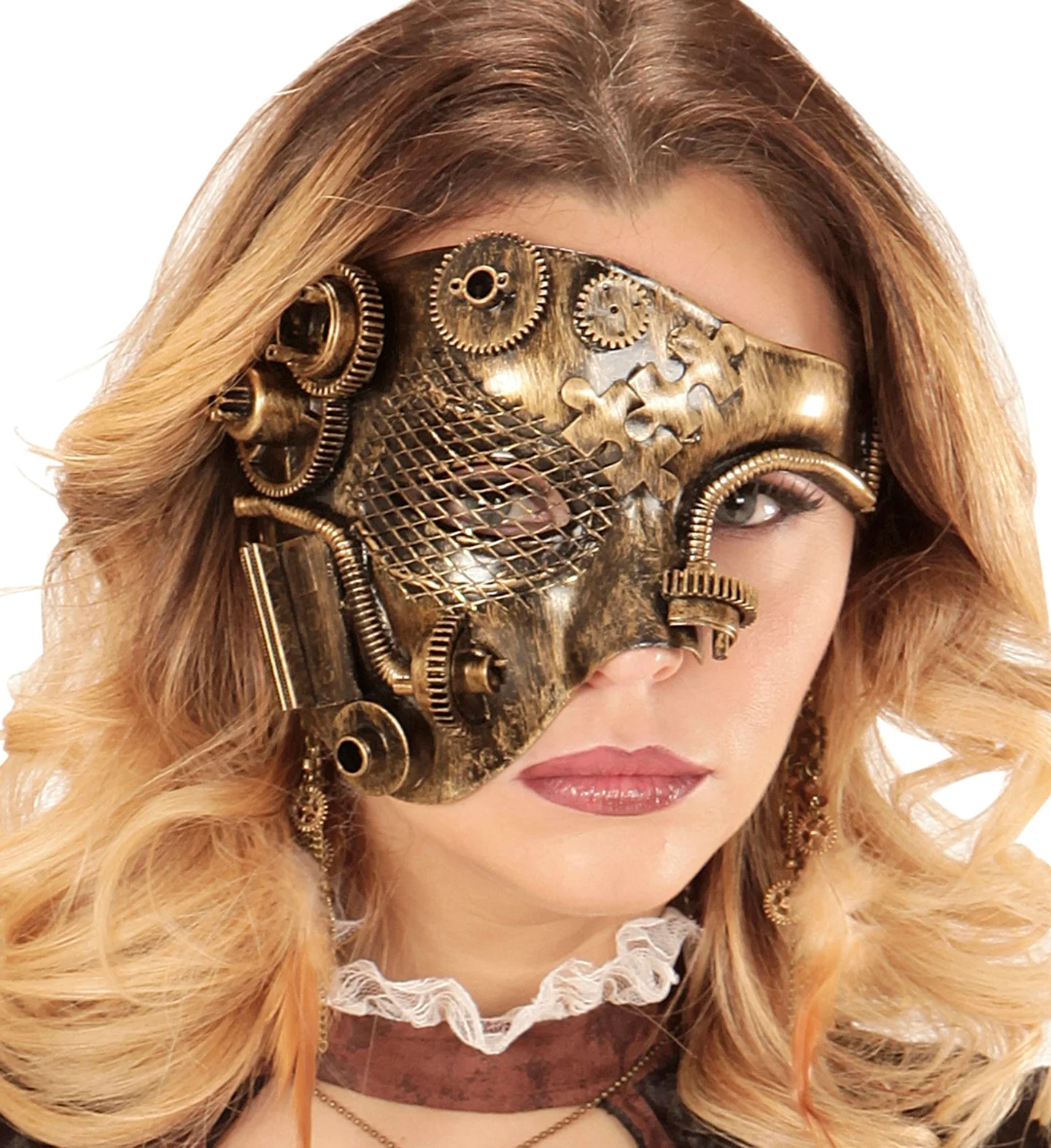 Steampunk masker bruin goud - Image 2