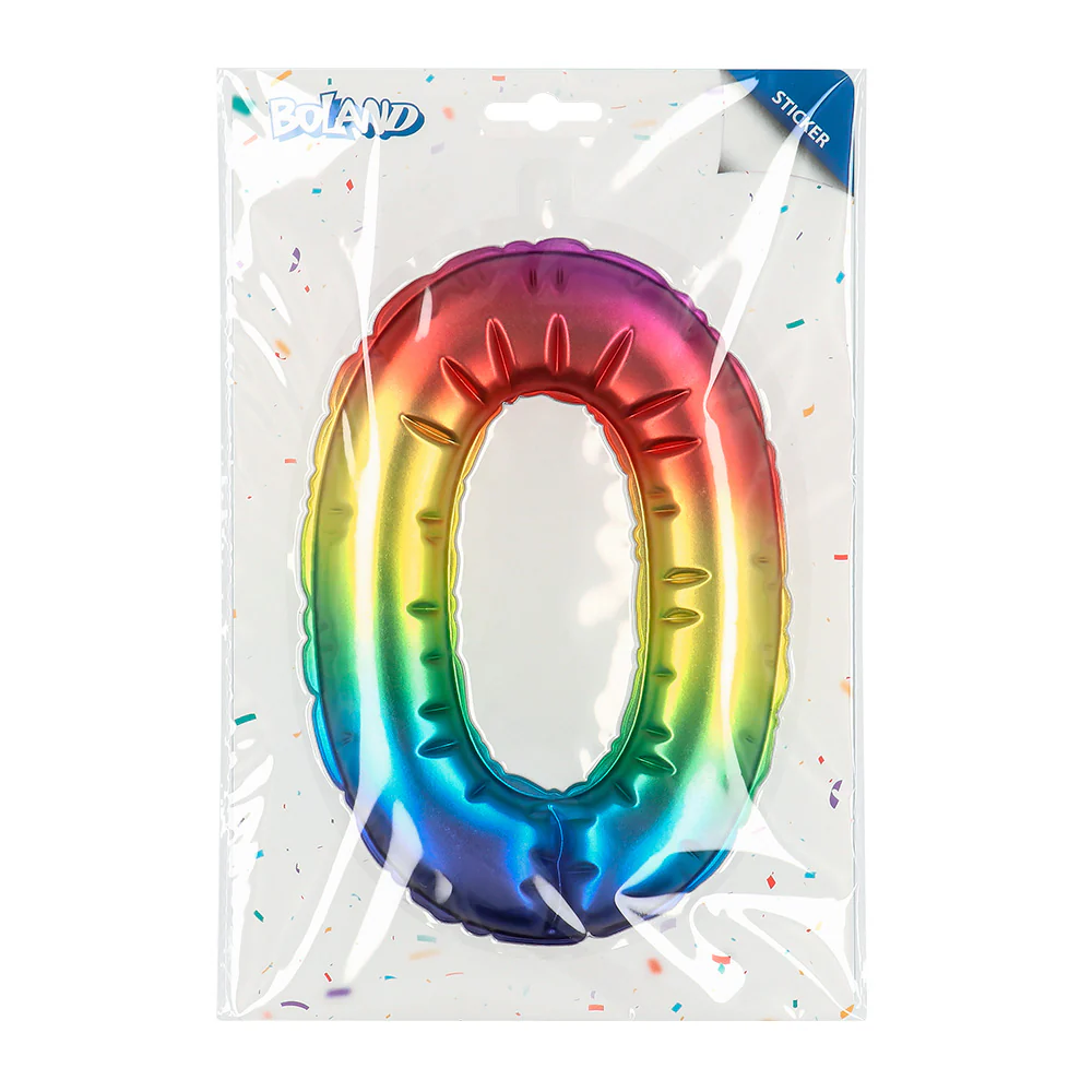 Sticker Folieballon '0' regenboog - Image 4