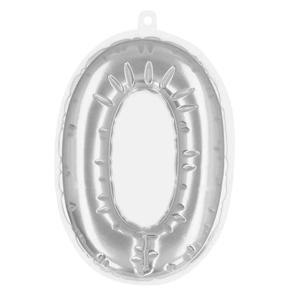 Sticker Folieballon '0' zilver