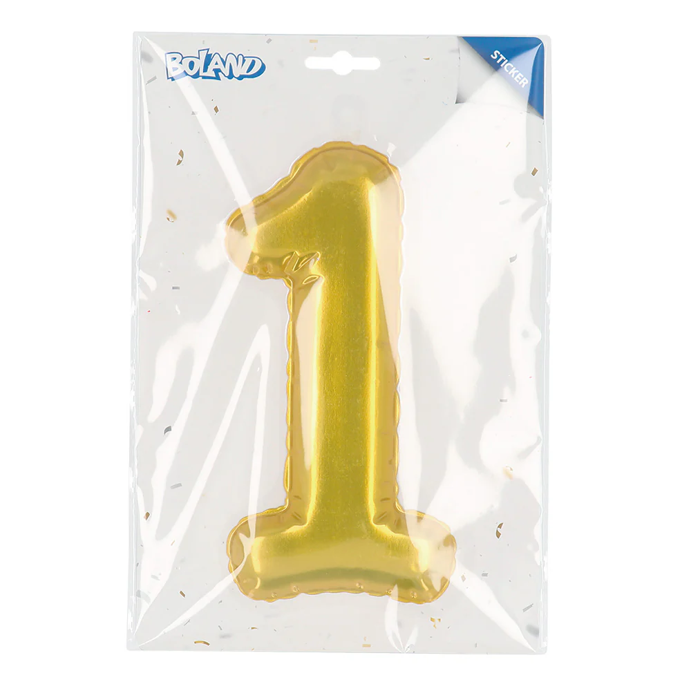 Sticker Folieballon '1' goud - Image 3