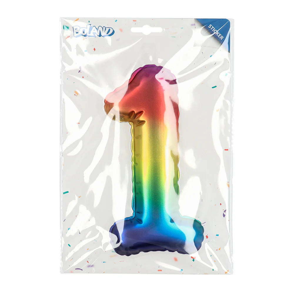 Sticker Folieballon '1' regenboog - Image 4