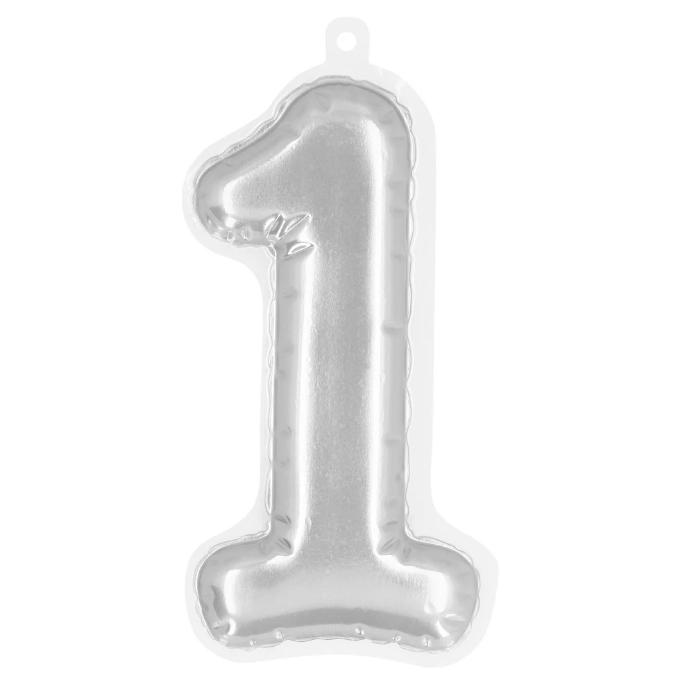 Sticker Folieballon '1' zilver