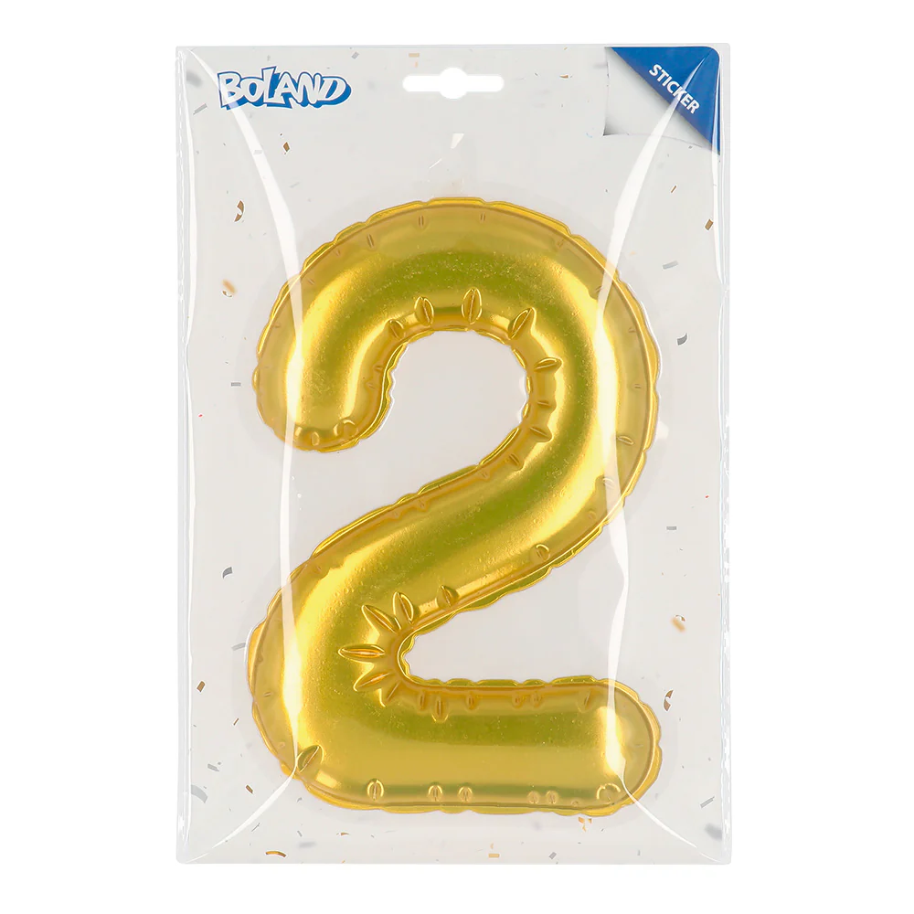 Sticker Folieballon '2' goud - Image 3