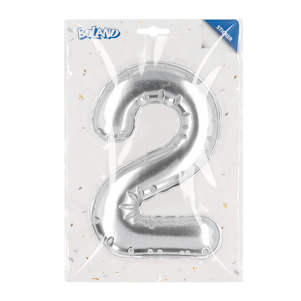 Sticker Folieballon '2' zilver - Image 3