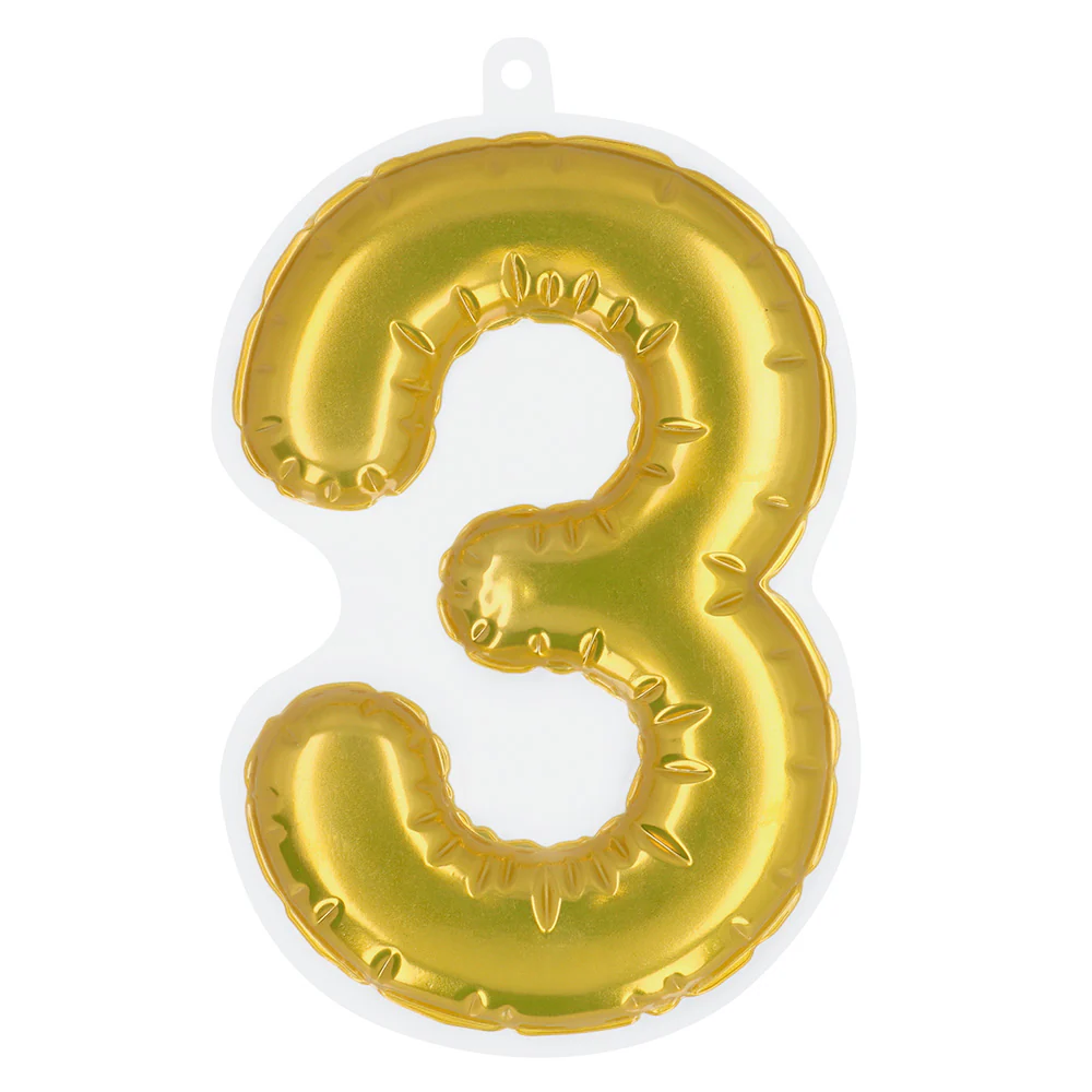 Sticker Folieballon '3' goud