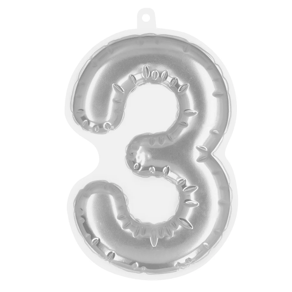 Sticker Folieballon '3' zilver
