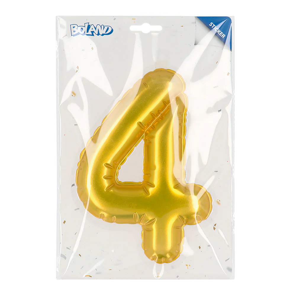 Sticker Folieballon '4' goud - Image 3