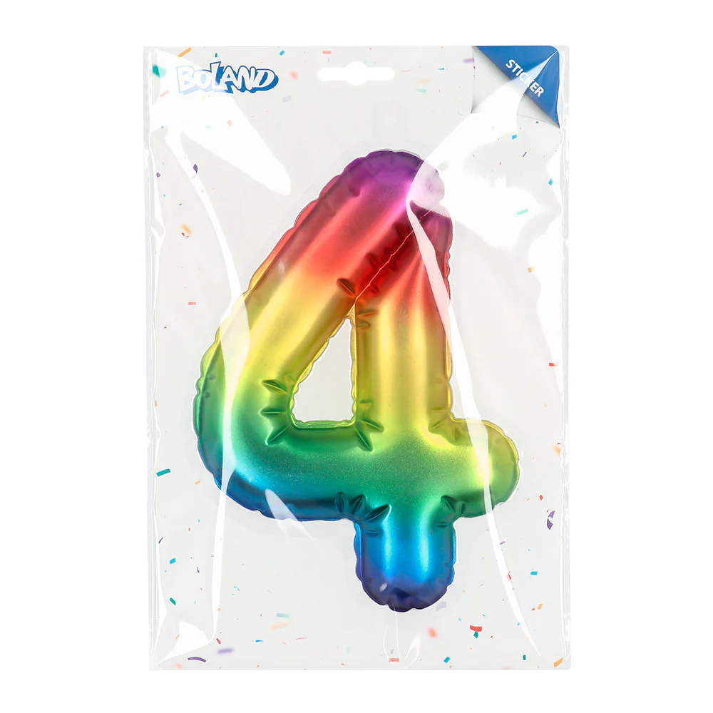 Sticker Folieballon '4' regenboog - Image 4
