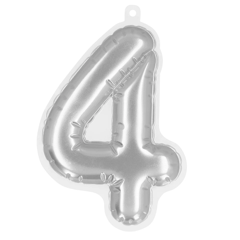 Sticker Folieballon '4' zilver