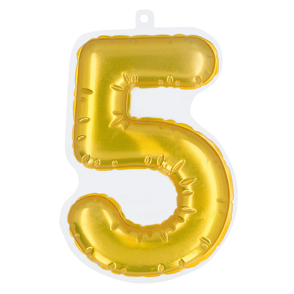 Sticker Folieballon '5' goud