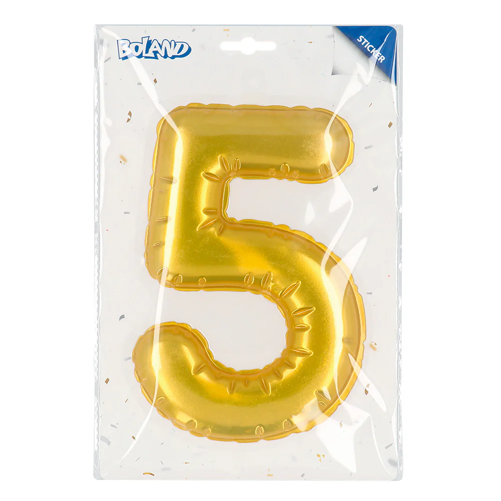 Sticker Folieballon '5' goud - Image 3