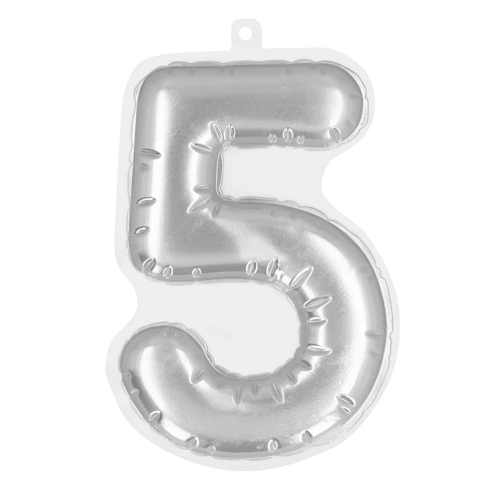 Sticker Folieballon '5' zilver