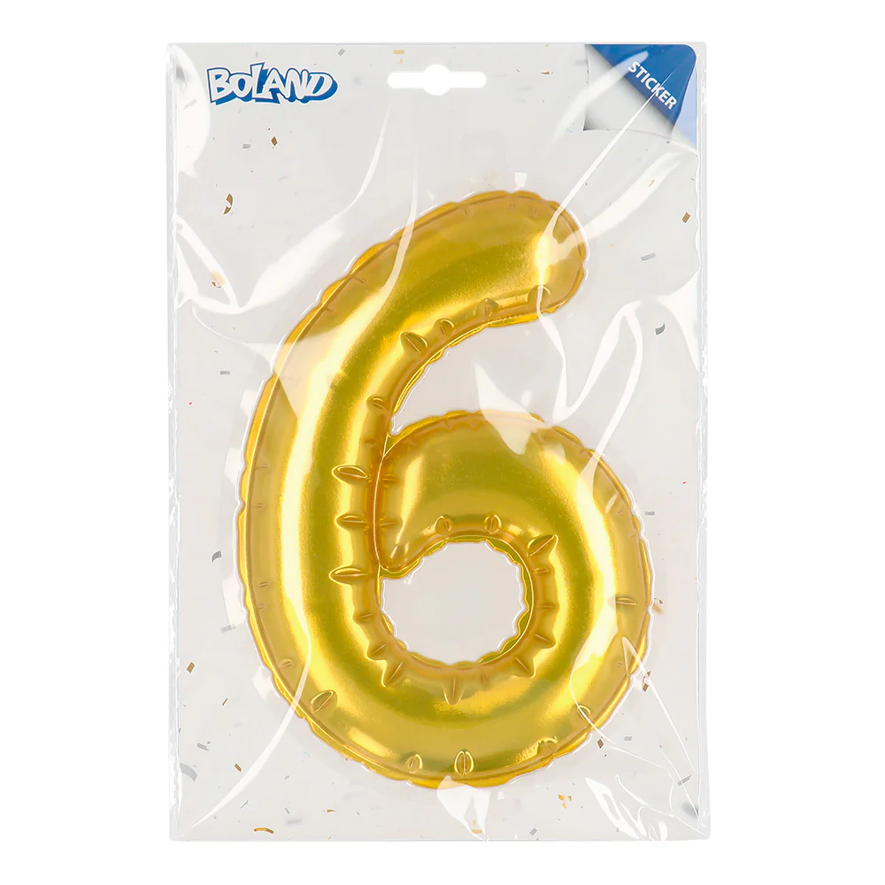 Sticker Folieballon '6' goud - Image 3