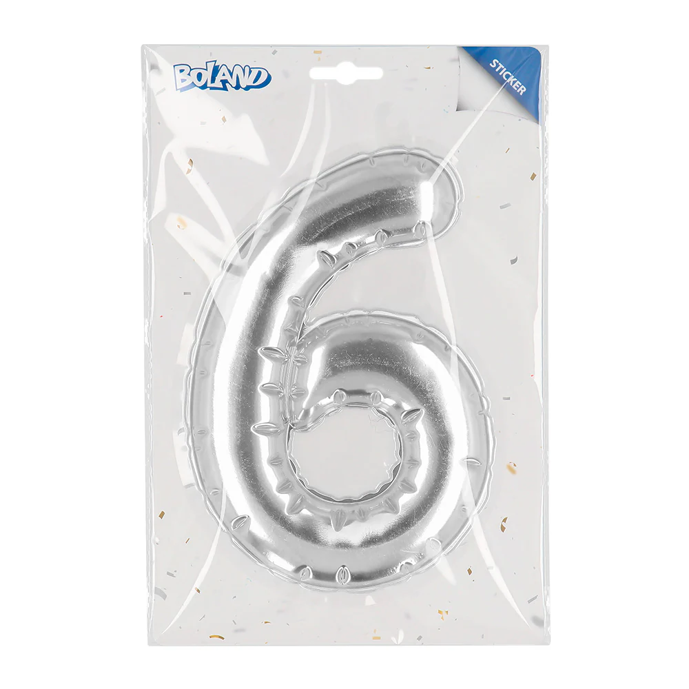 Sticker Folieballon '6' zilver - Image 3