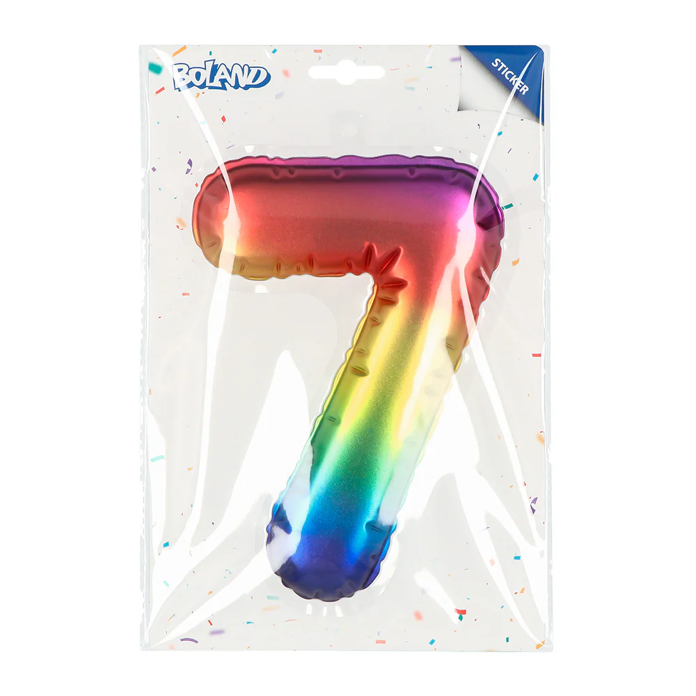 Sticker Folieballon '7' regenboog - Image 4