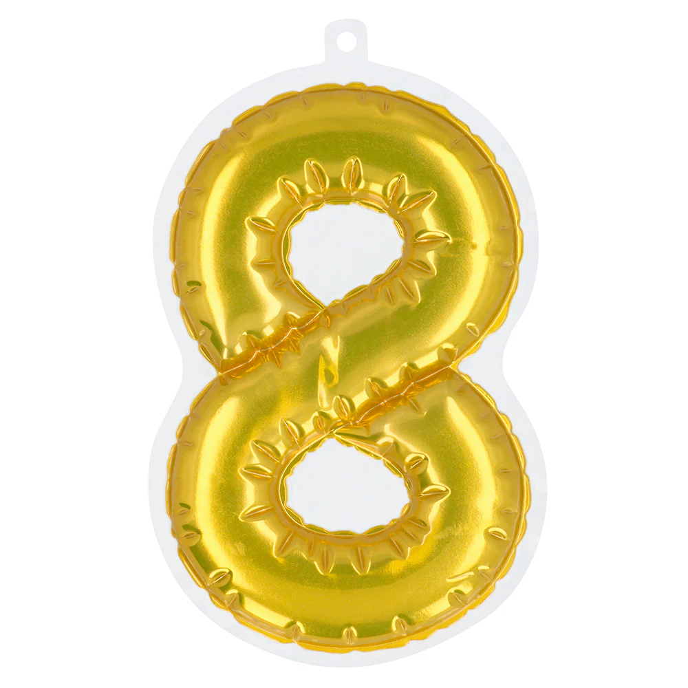 Sticker Folieballon '8' goud