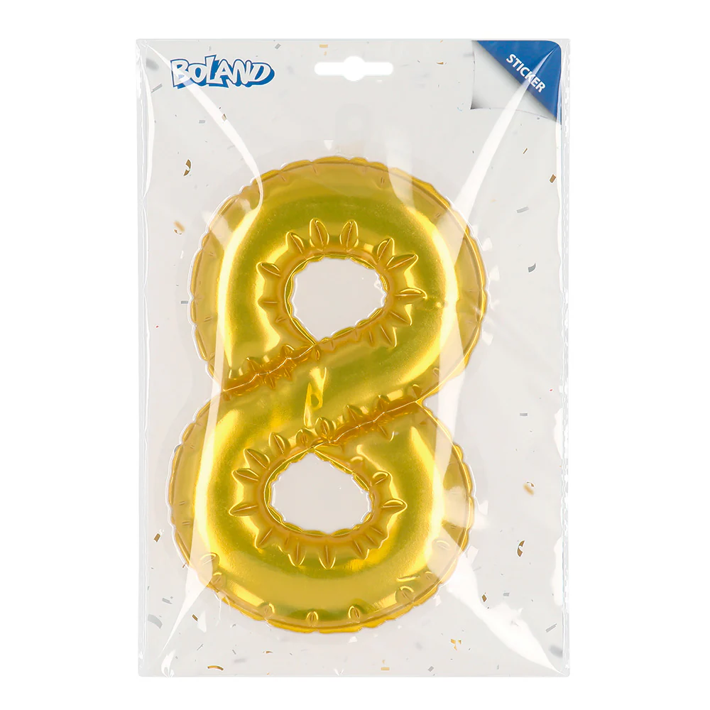 Sticker Folieballon '8' goud - Image 3