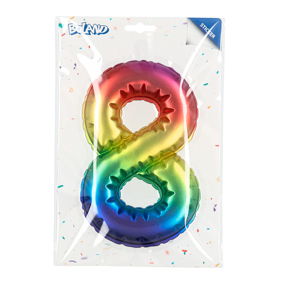 Sticker Folieballon '8' regenboog - Image 4