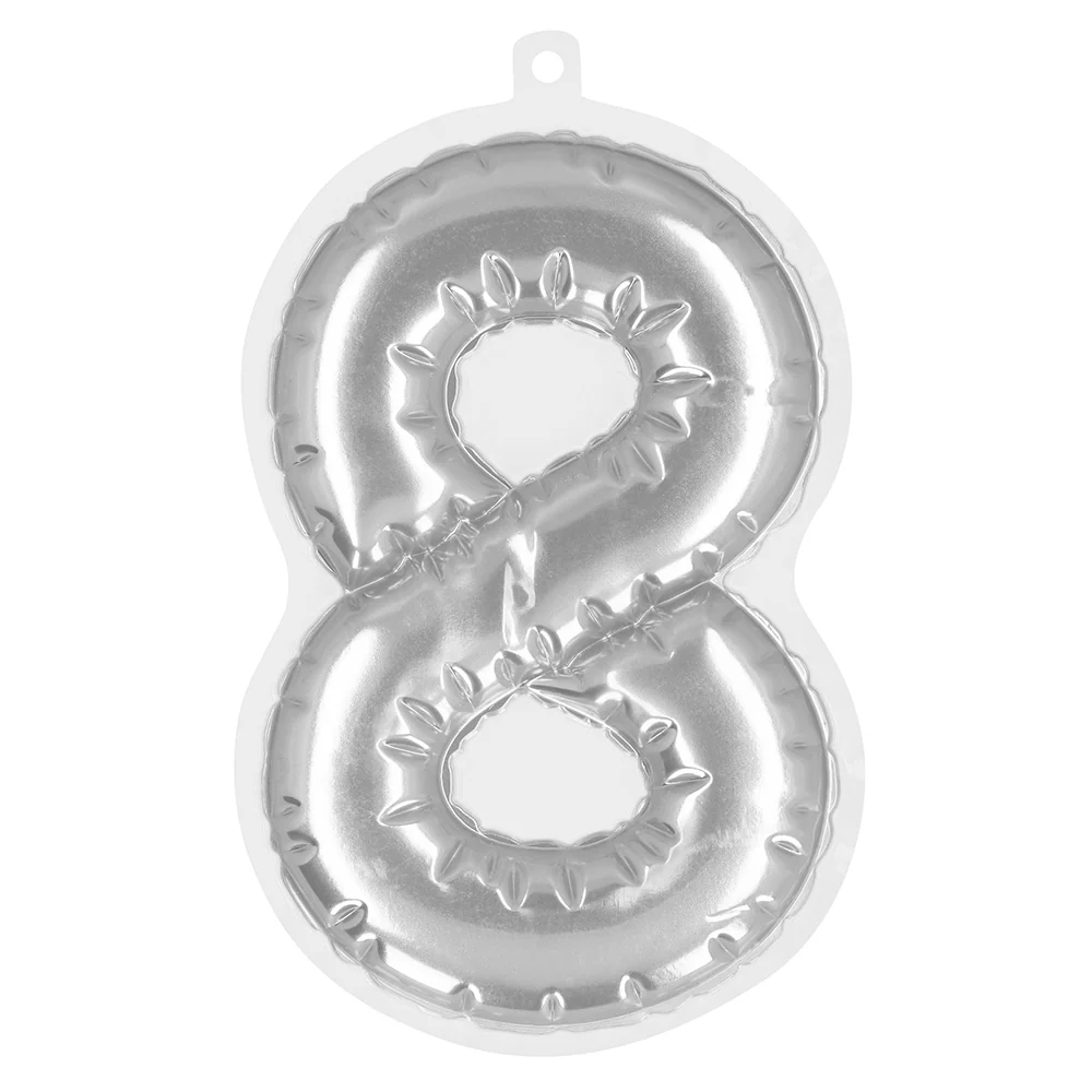 Sticker Folieballon '8' zilver
