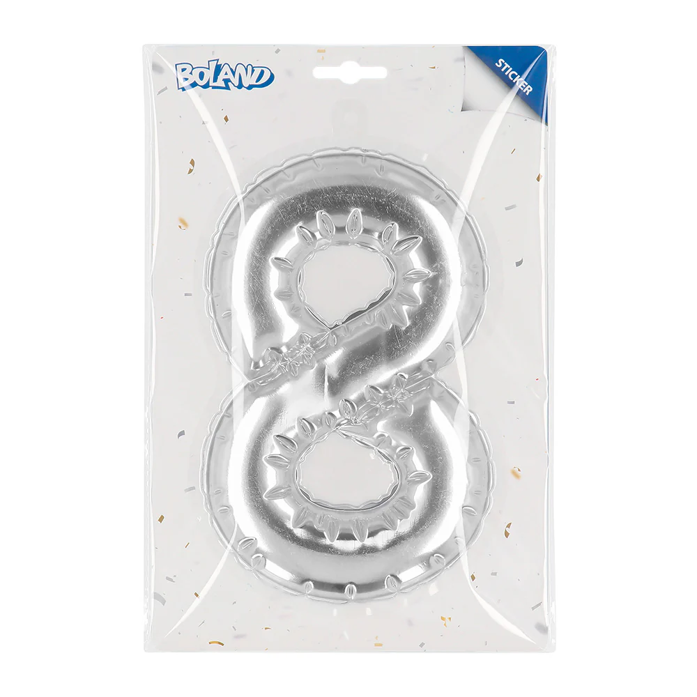 Sticker Folieballon '8' zilver - Image 3