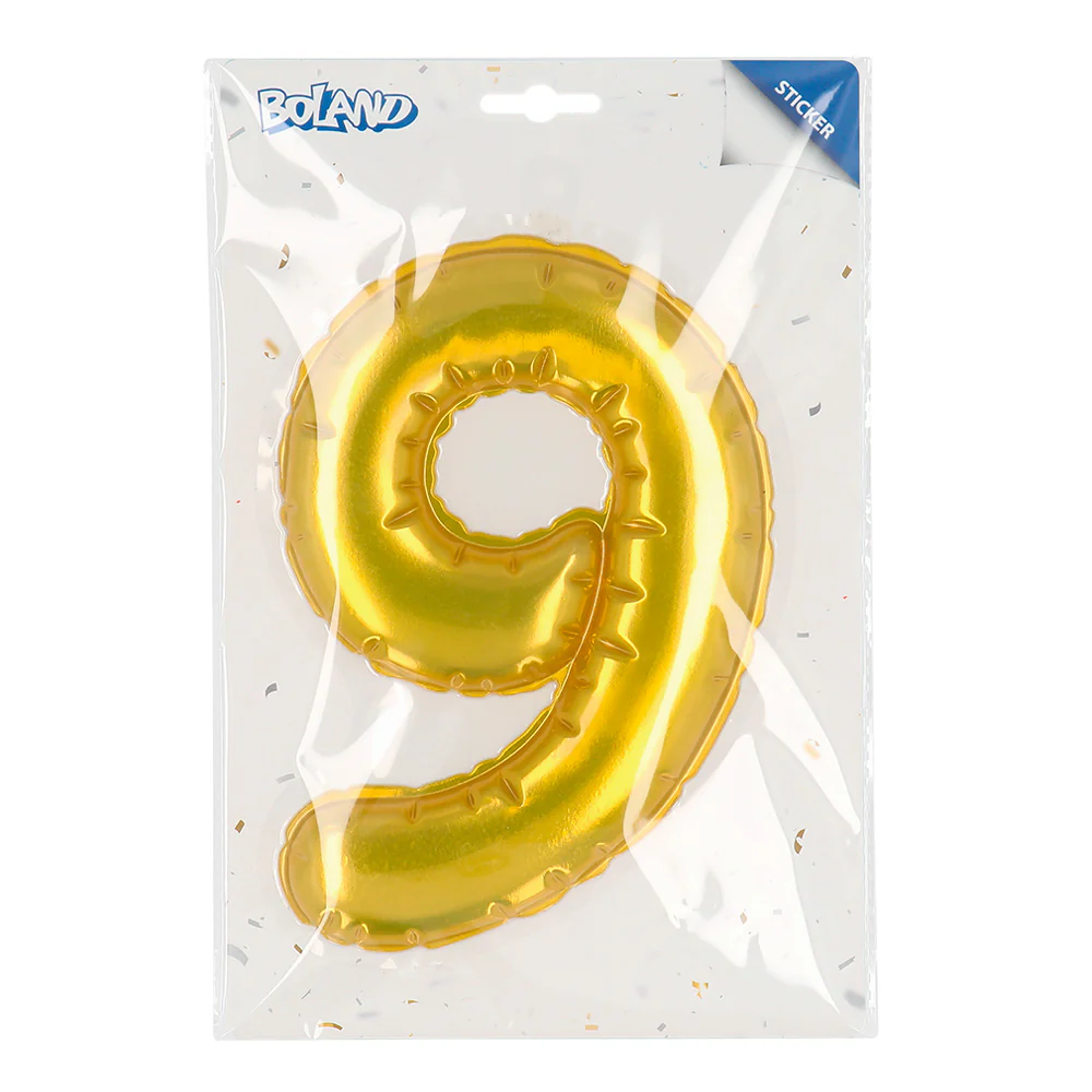 Sticker Folieballon '9' goud - Image 3