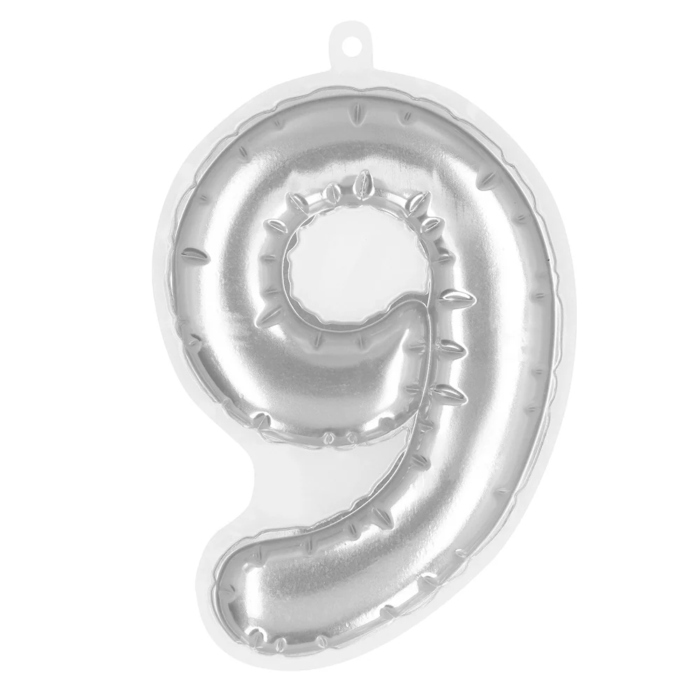 Sticker Folieballon '9' zilver