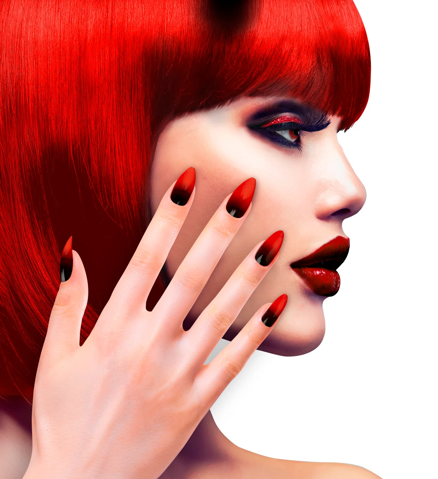 Stiletto nagels rood zwart - Image 2