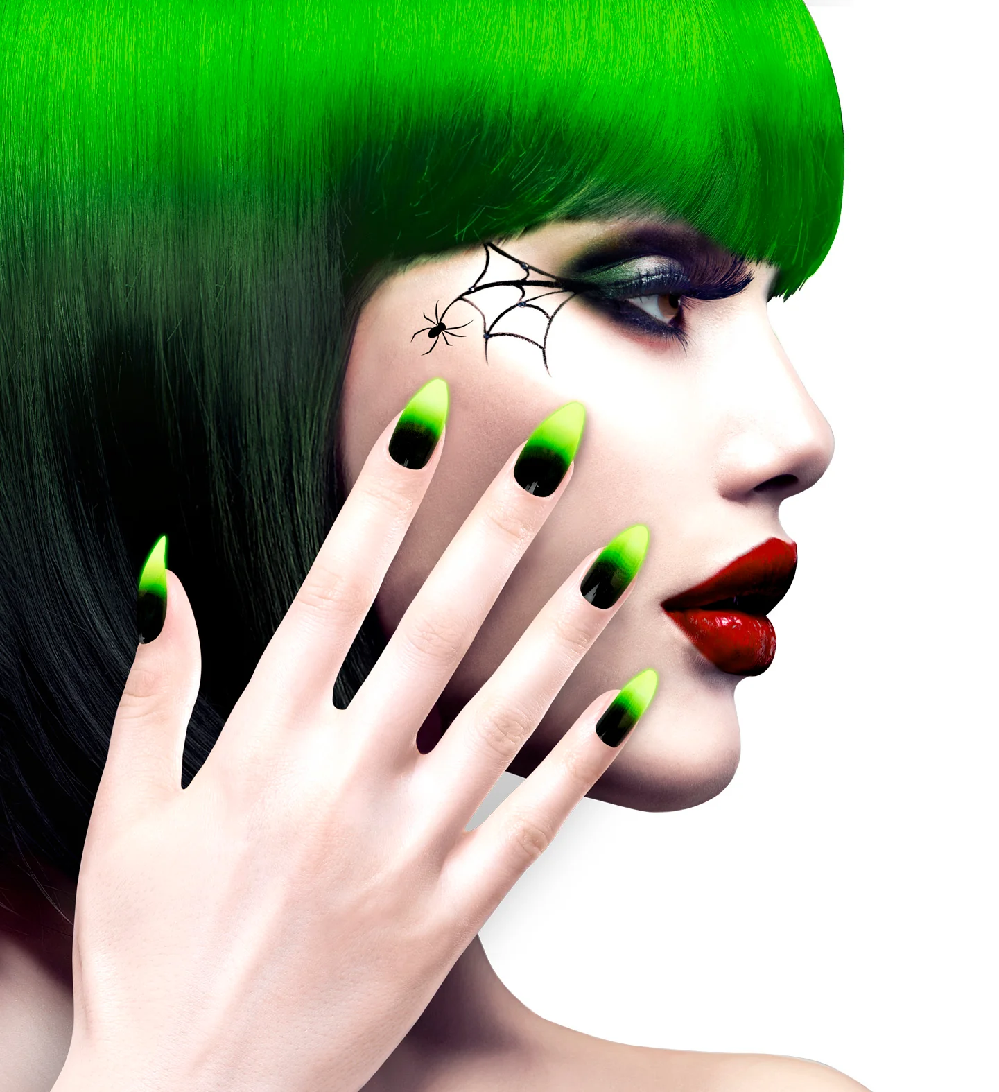 Stiletto nagels zwart neon groen - Image 2