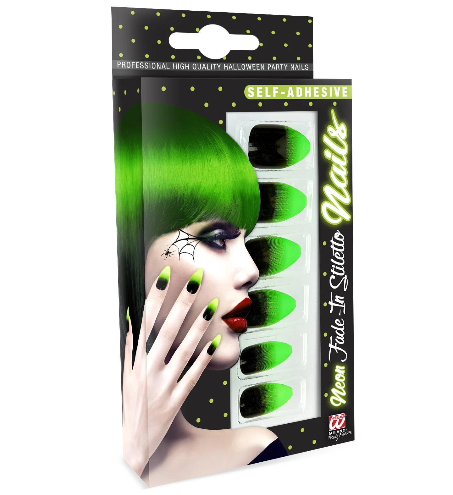 Stiletto nagels zwart neon groen - Image 3
