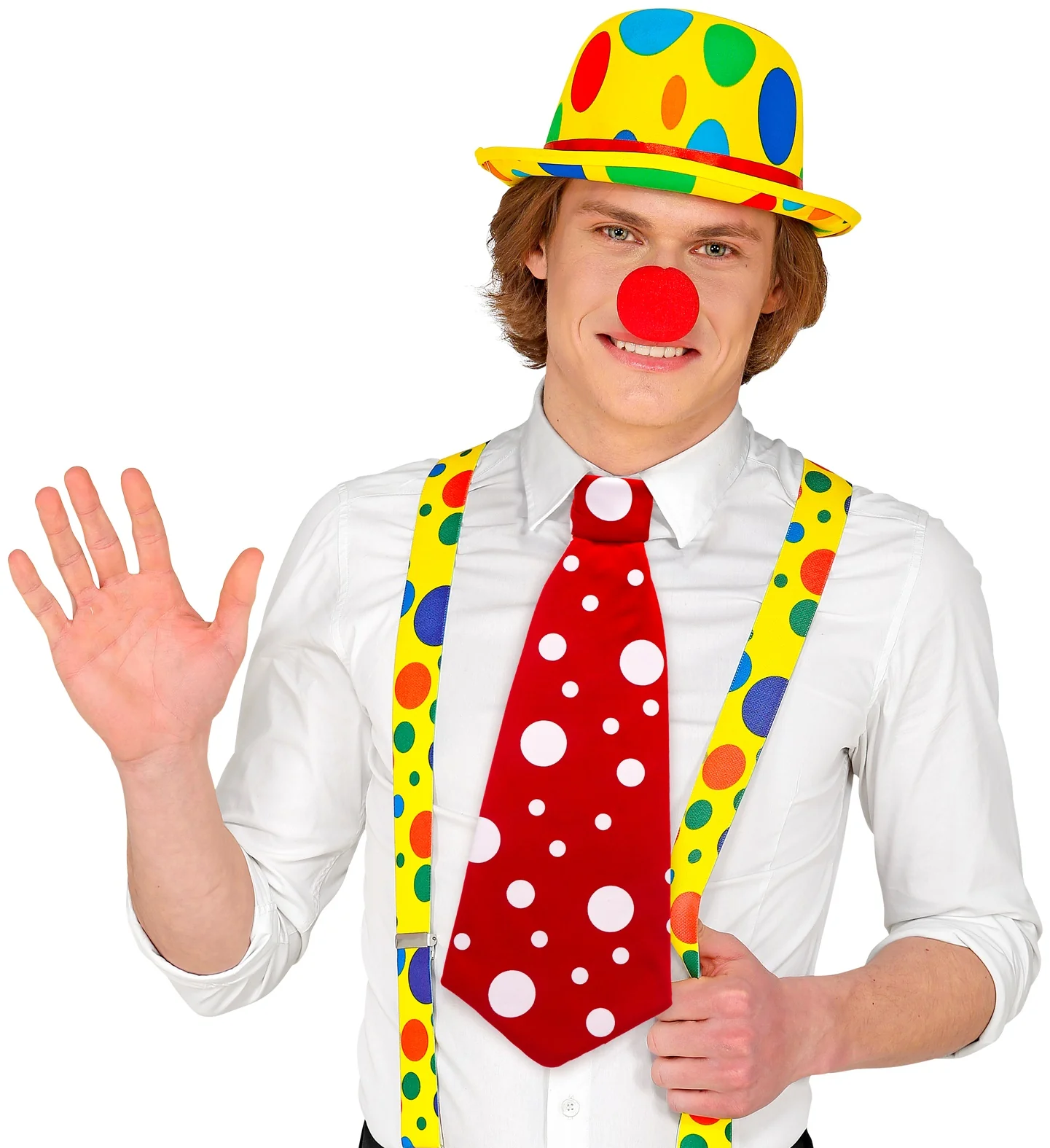 Clown stropdas rood met witte bollen - Image 2