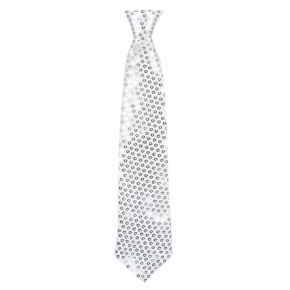 Stropdas zilver glitter pailletten