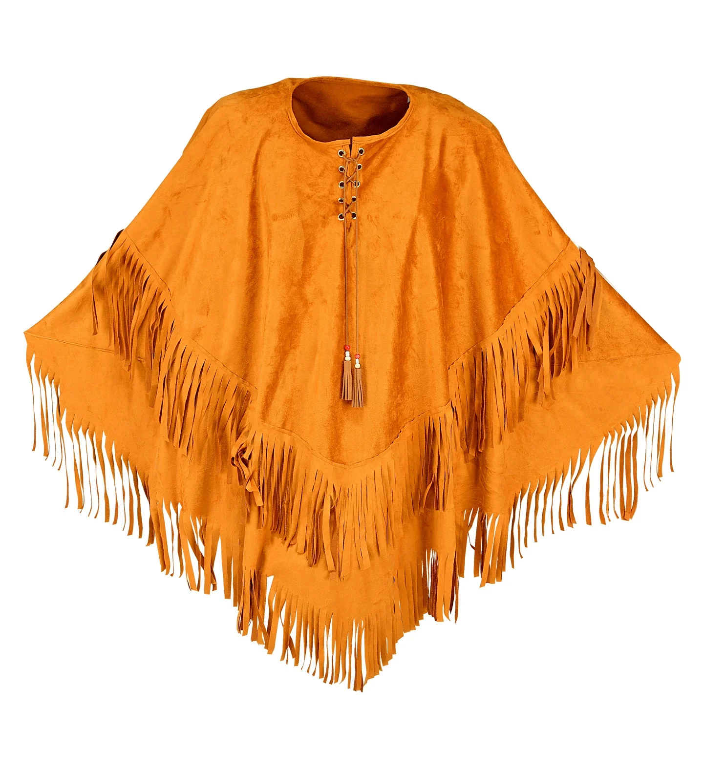 Suede indianen poncho met slierten - Image 5