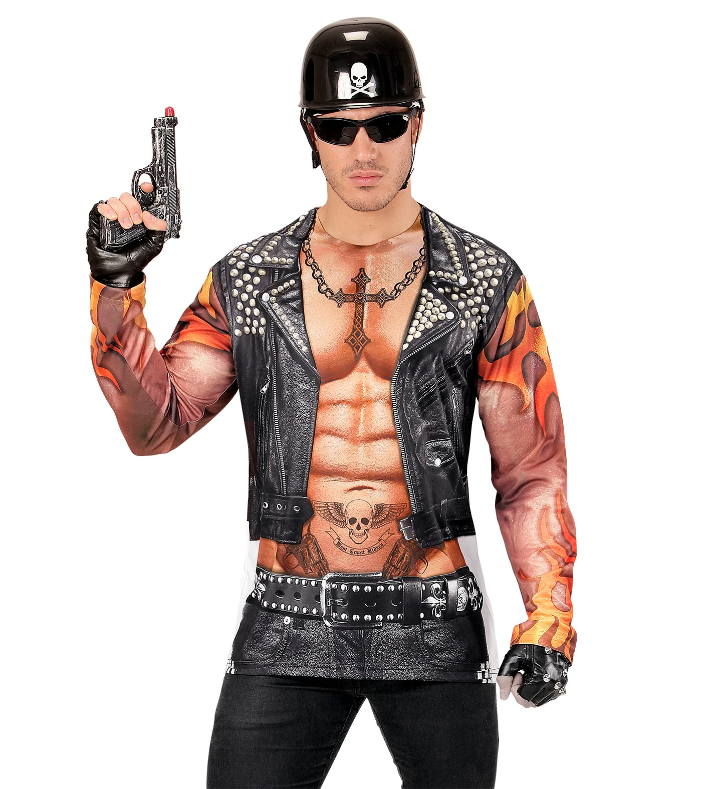 T-Shirt Lange Mouwen Rocker/Biker Man M/L - Image 4
