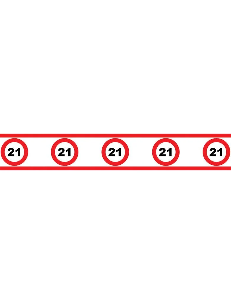 Party tape 21 jaar met verkeersborden 610x8cm