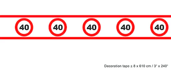 Party tape 40 jaar met verkeersborden 610x8cm - Image 2