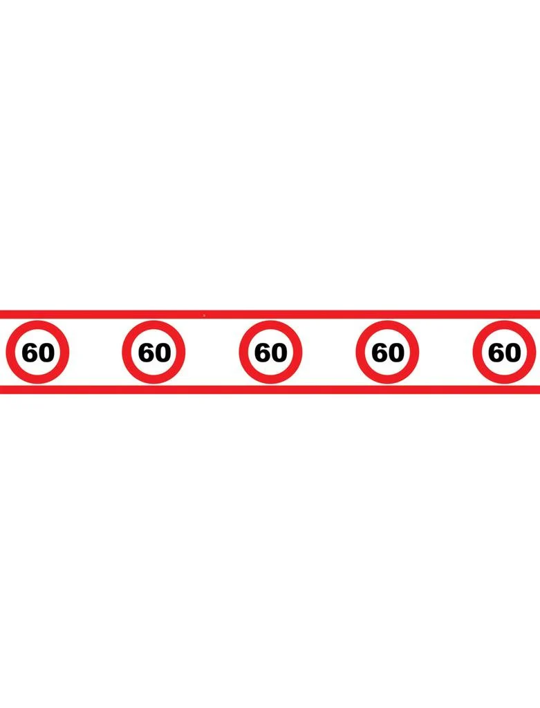 Party tape 60 jaar met verkeersborden 610x8cm