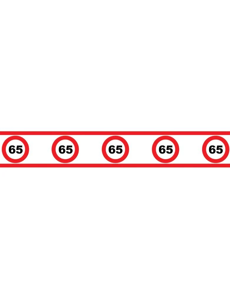 Party tape 65 jaar met verkeersborden 610x8cm