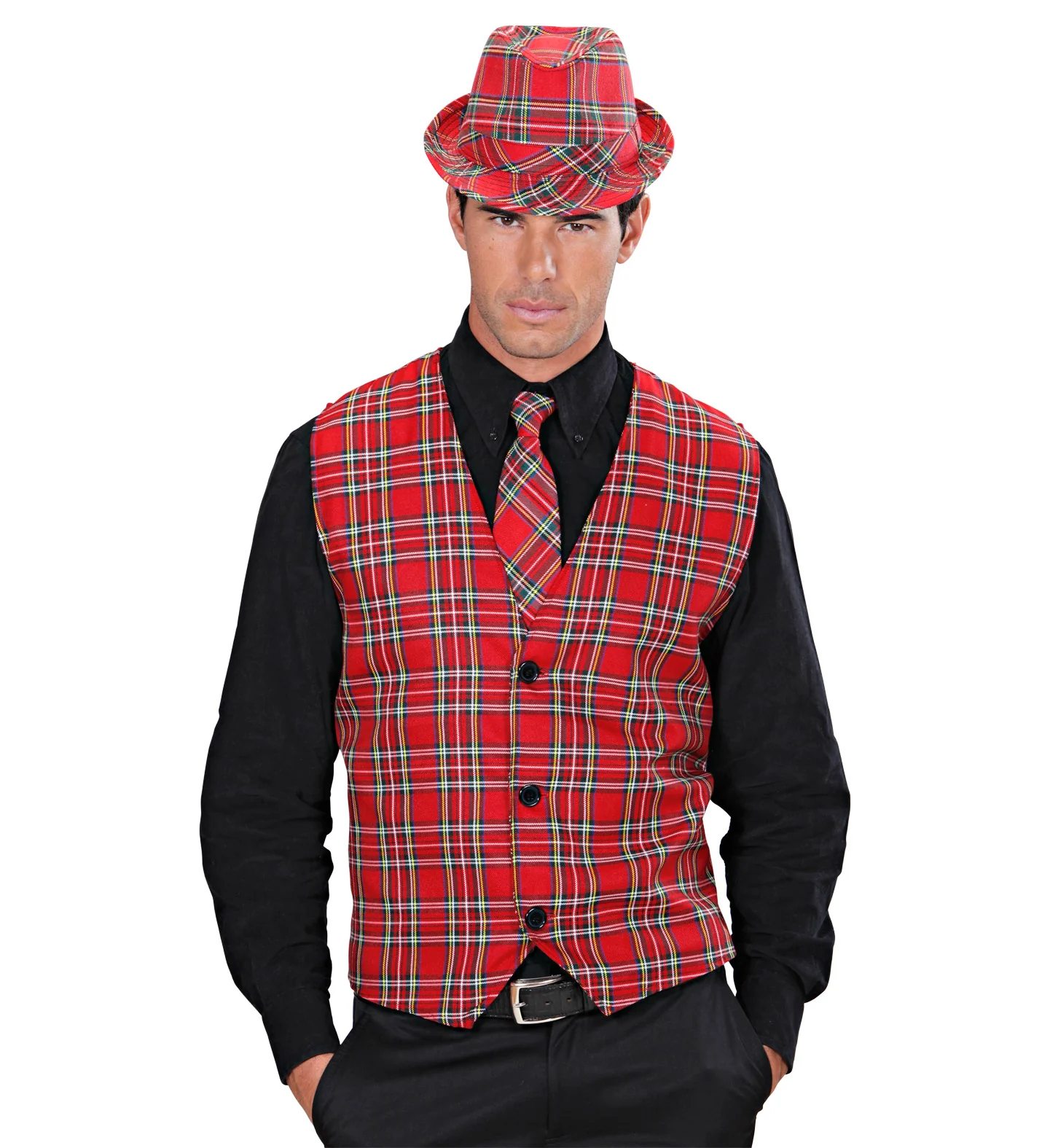 Tartan Print Stropdas Rood - Image 3