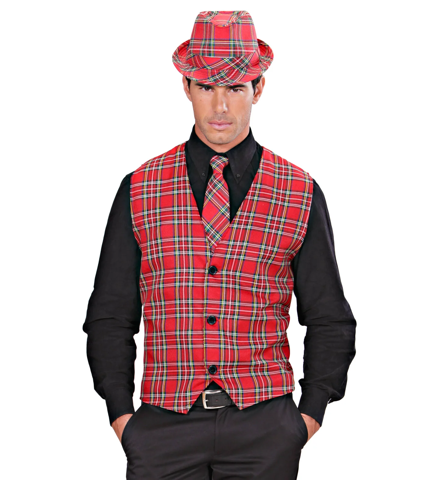 Tartan Print Stropdas Rood - Image 4
