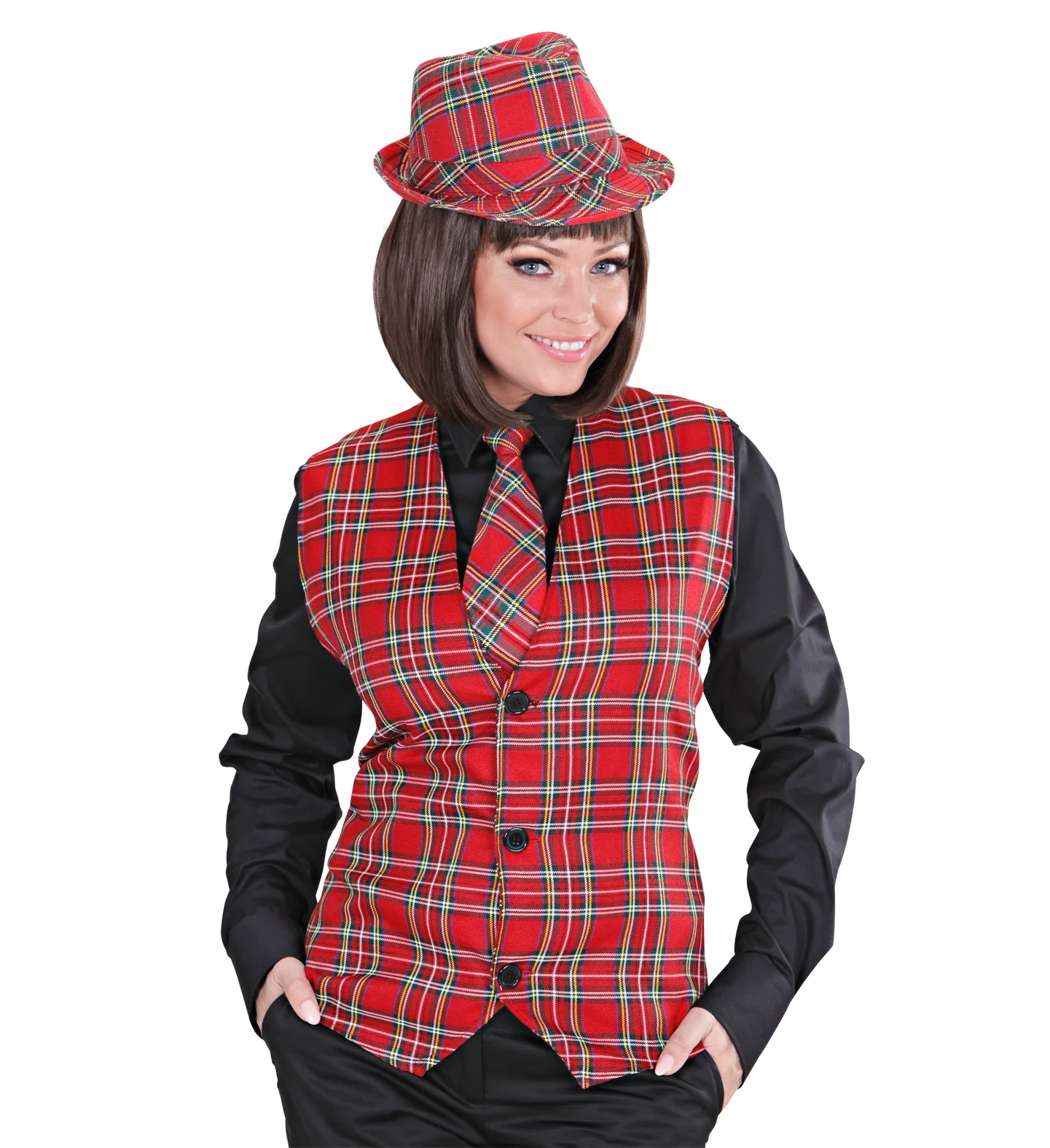 Tartan Print Stropdas Rood - Image 5