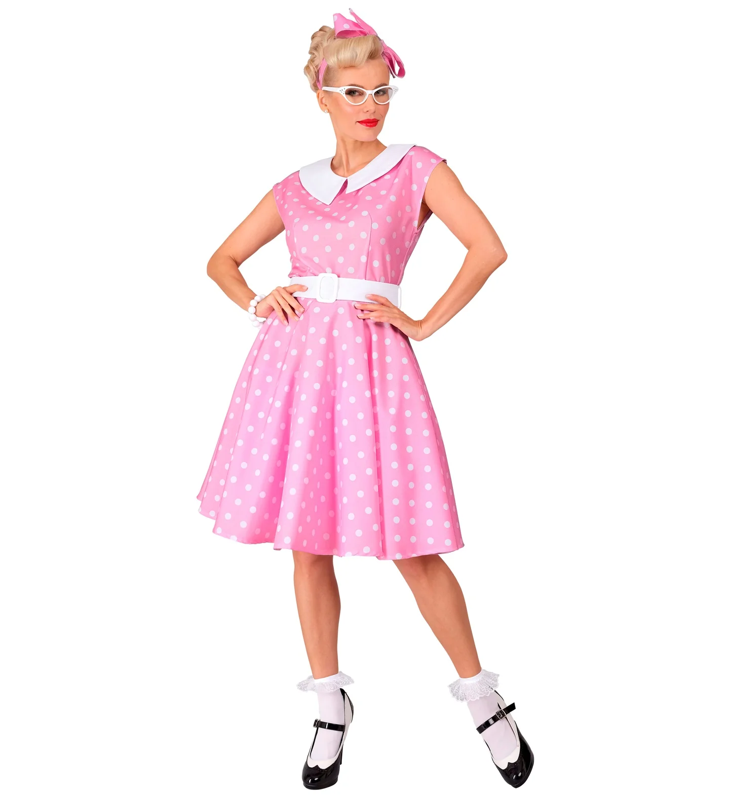 Rock-'n- roll  fashion jurk roze 50s