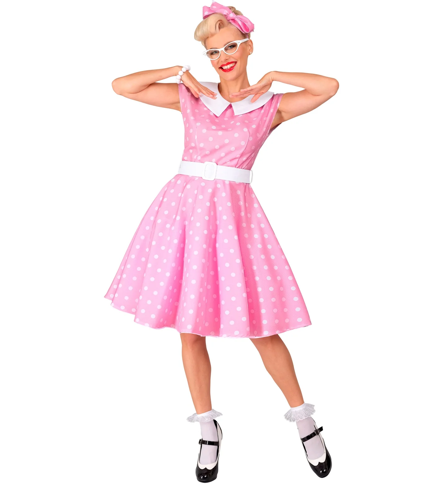 Rock-'n- roll  fashion jurk roze 50s - Image 2